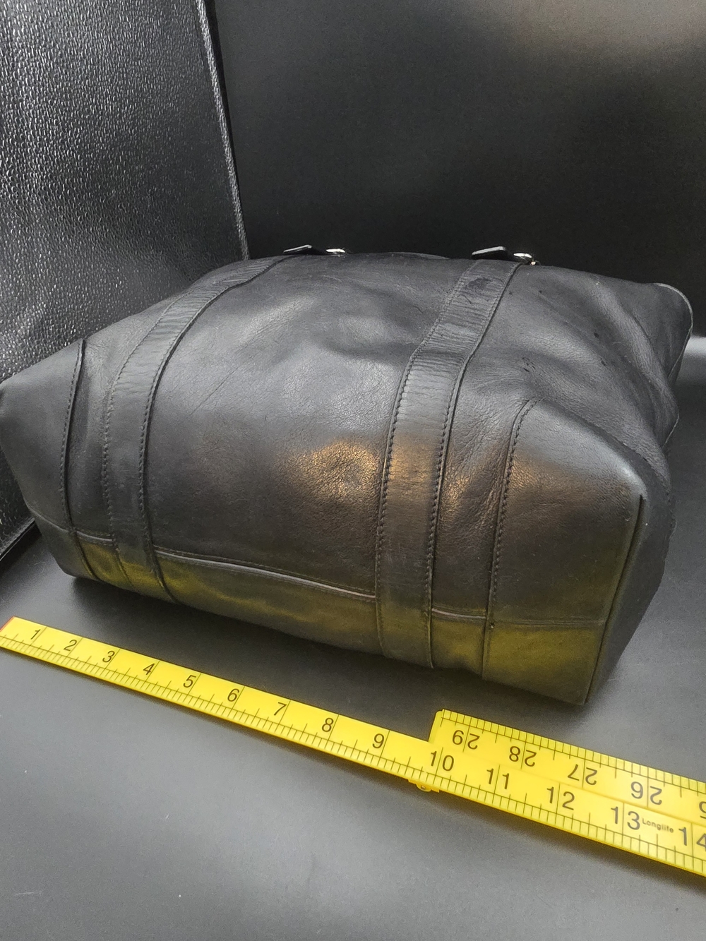 Coach Black Leather Tote with Buckle Straps - Picture 10 of 13